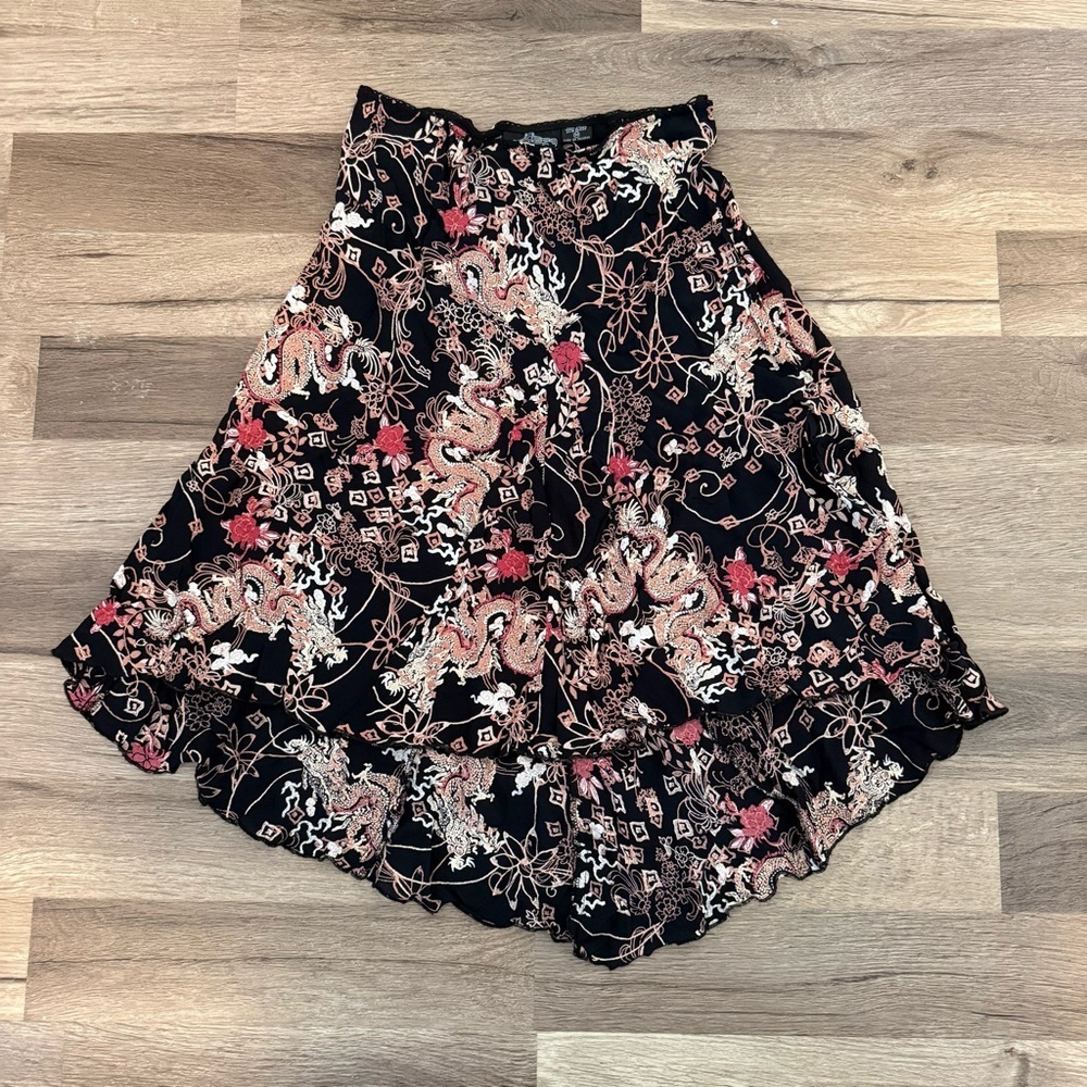 Angie Black Aline Flowy Y2K Midi Low waist Skirt sz Medium